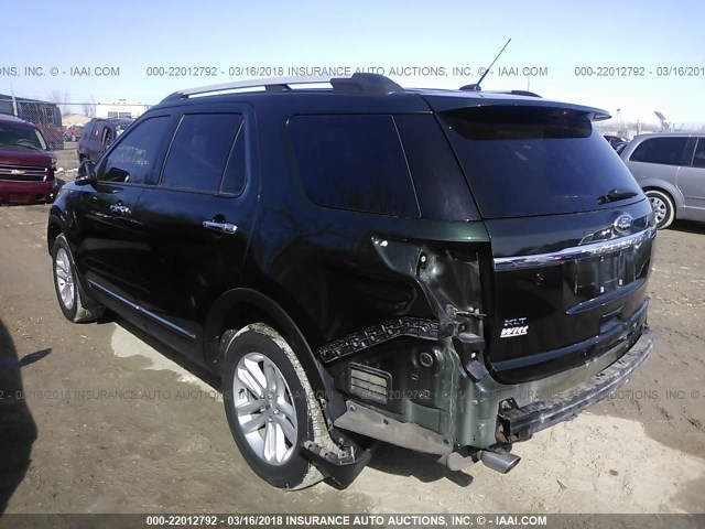 1FM5K8D89DGB56836 - 2013 FORD EXPLORER XLT GREEN photo 3