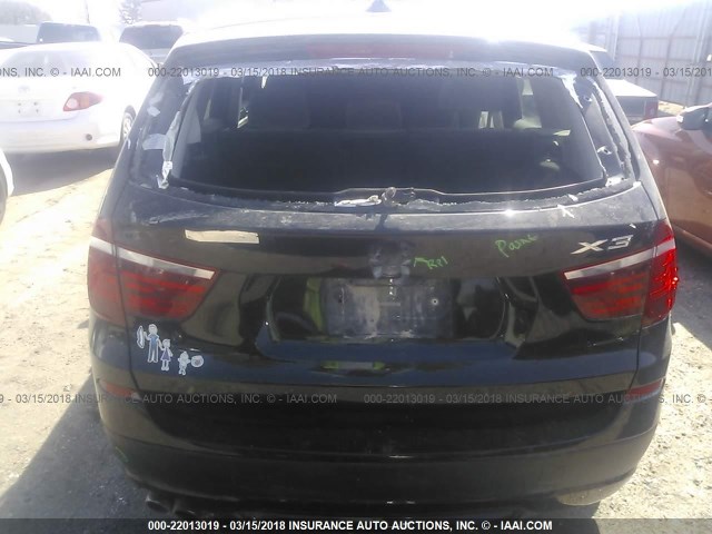 5UXWX9C58D0A32753 - 2013 BMW X3 XDRIVE28I BLACK photo 6