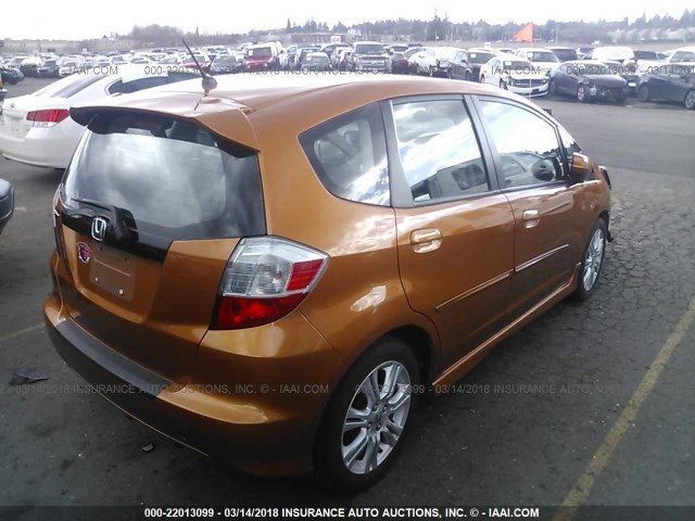 JHMGE8H44AS003025 - 2010 HONDA FIT SPORT ORANGE photo 4