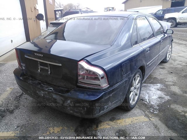 YV1TS59H541365443 - 2004 VOLVO S80 2.5T BLUE photo 4