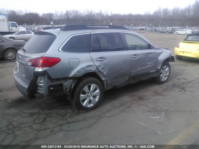 4S4BRCJC0B3375179 - 2011 SUBARU OUTBACK 2.5I LIMITED SILVER photo 4