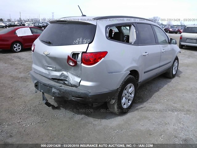 1GNKRFED9CJ387781 - 2012 CHEVROLET TRAVERSE LS SILVER photo 4