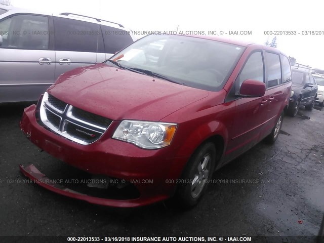 2C4RDGCG2DR523710 - 2013 DODGE GRAND CARAVAN SXT RED photo 2