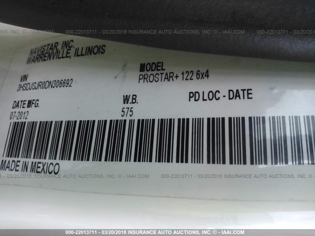 3HSDJSJR0DN306692 - 2013 INTERNATIONAL PROSTAR غير معروف صورة 10