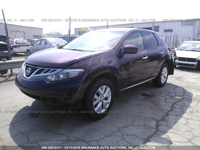 JN8AZ1MUXDW210755 - 2013 NISSAN MURANO S/SL/LE MAROON photo 2