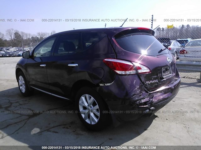 JN8AZ1MUXDW210755 - 2013 NISSAN MURANO S/SL/LE MAROON photo 3