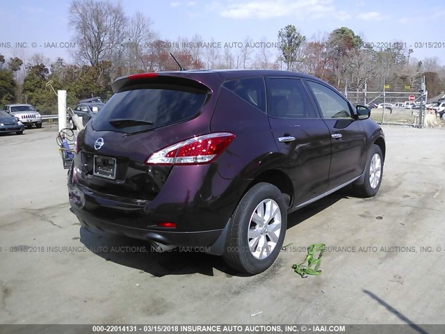 JN8AZ1MUXDW210755 - 2013 NISSAN MURANO S/SL/LE MAROON photo 4