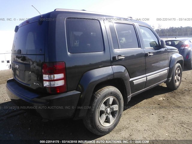 1J8GN28K68W225302 - 2008 JEEP LIBERTY SPORT BLACK photo 4