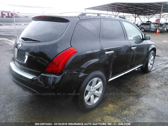 JN8AZ08W66W531278 - 2006 NISSAN MURANO SL/SE/S BLACK photo 4