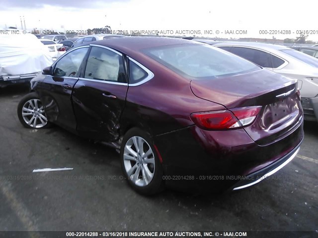 1C3CCCAB9FN711024 - 2015 CHRYSLER 200 LIMITED RED photo 3