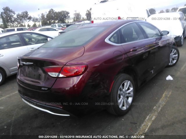 1C3CCCAB9FN711024 - 2015 CHRYSLER 200 LIMITED RED photo 4