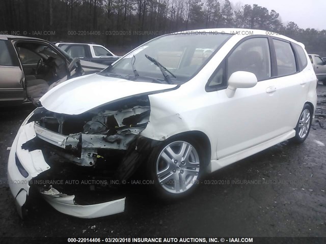 JHMGD38677S046189 - 2007 HONDA FIT S WHITE photo 2