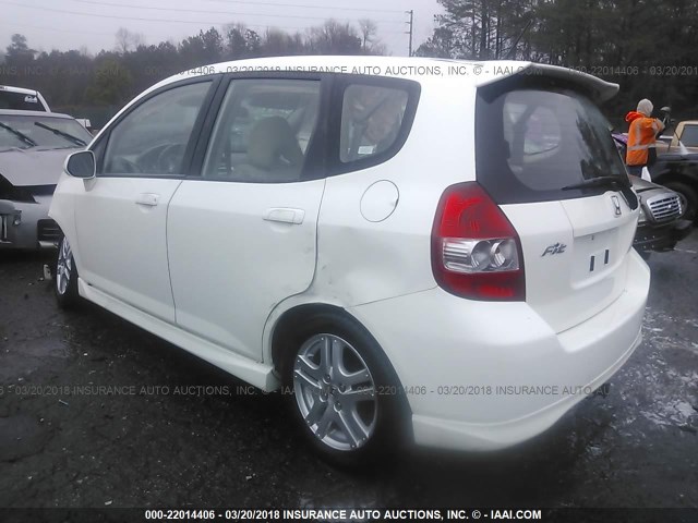 JHMGD38677S046189 - 2007 HONDA FIT S WHITE photo 3