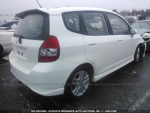 JHMGD38677S046189 - 2007 HONDA FIT S WHITE photo 4