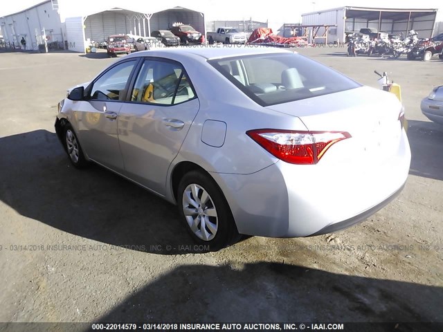 5YFBURHE6FP310301 - 2015 TOYOTA COROLLA L/LE/LE PLS/PRM/S/S PLS SILVER photo 3