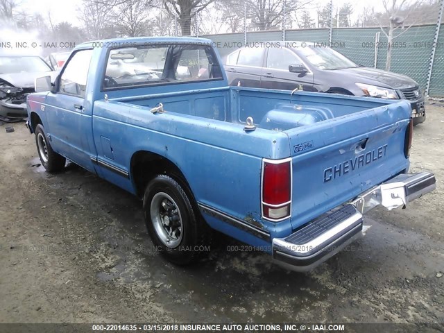 1GCBS14Z6K2161333 - 1989 CHEVROLET S TRUCK S10 BLUE photo 3