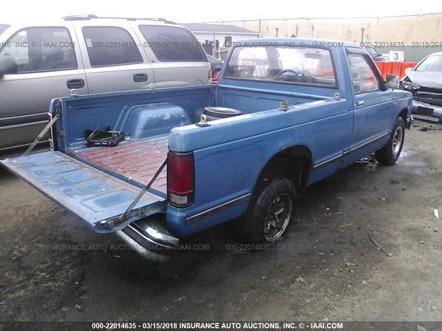 1GCBS14Z6K2161333 - 1989 CHEVROLET S TRUCK S10 BLUE photo 4