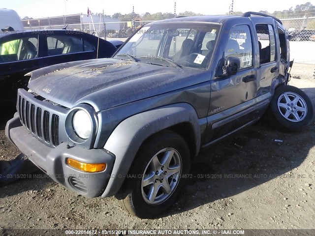 1J4GL48K12W317198 - 2002 JEEP LIBERTY SPORT 蓝色 照片 2