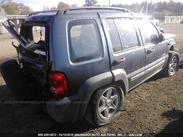 1J4GL48K12W317198 - 2002 JEEP LIBERTY SPORT BLUE photo 4