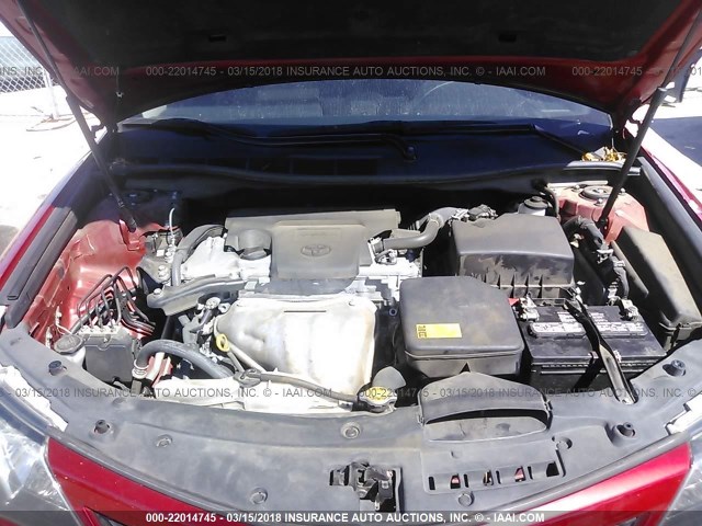 4T1BF1FK7CU626112 - 2012 TOYOTA CAMRY SE/LE/XLE RED photo 10