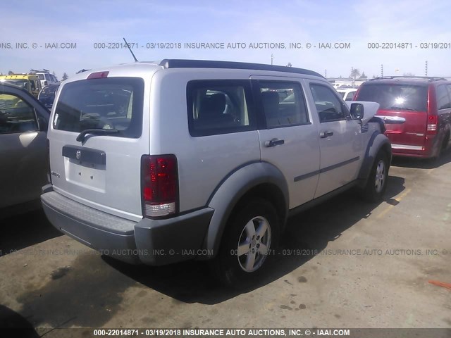 1D8GT28K07W596646 - 2007 DODGE NITRO SXT GRAY photo 4