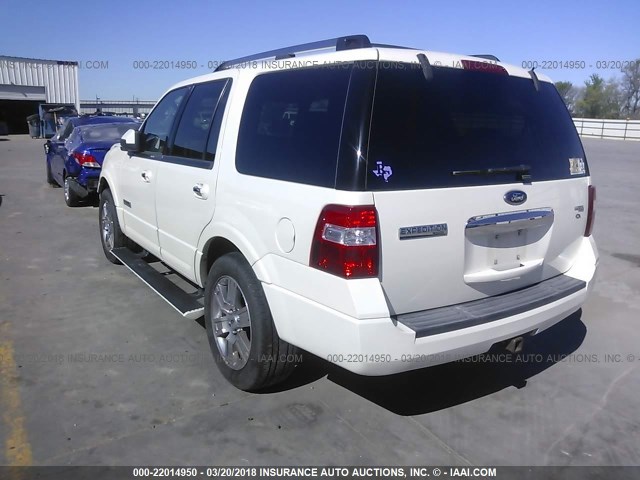 1FMFU19538LA65546 - 2008 FORD EXPEDITION LIMITED WHITE photo 3