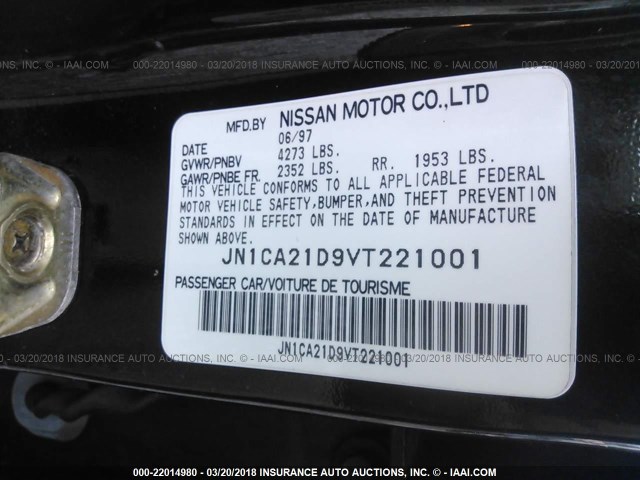 JN1CA21D9VT221001 - 1997 NISSAN MAXIMA GLE/GXE/SE GREEN photo 9