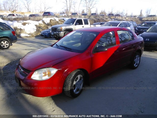 1G1AK52F757553121 - 2005 CHEVROLET COBALT RED photo 2