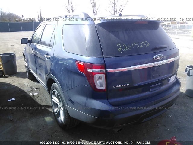 1FMHK7F97CGA99807 - 2012 FORD EXPLORER LIMITED 蓝色 照片 3