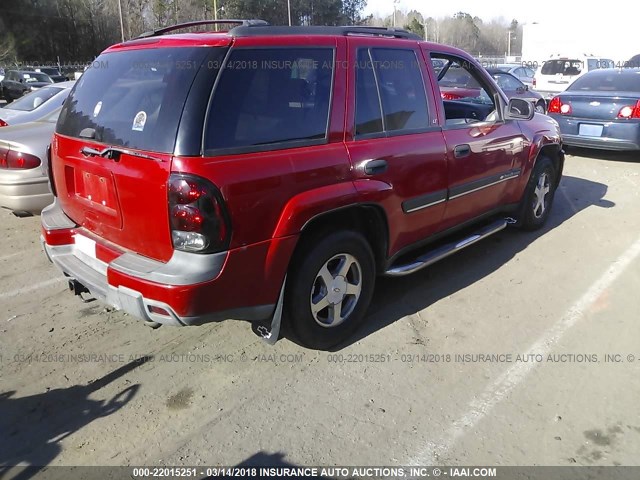 1GNDT13S722296564 - 2002 CHEVROLET TRAILBLAZER  RED photo 4