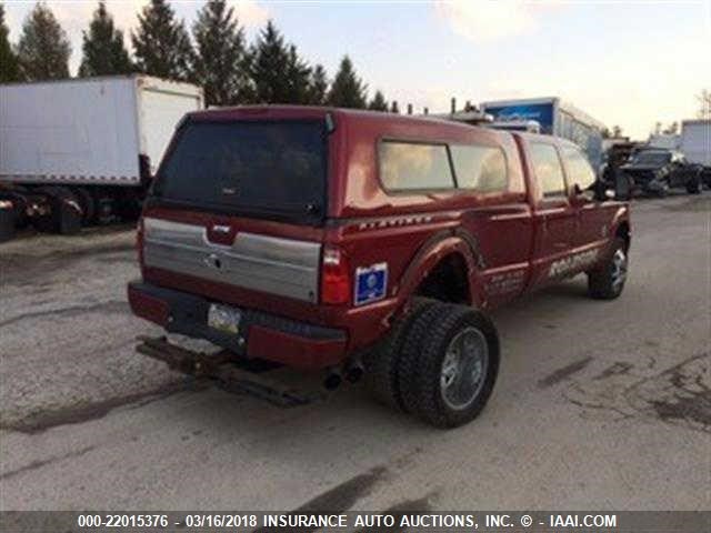 1FT8W3DTXDEB56630 - 2013 FORD F350 4X4 CREWCAB  BURGUNDY photo 4