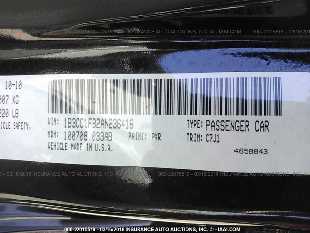 1B3CC1FB2AN236416 - 2010 DODGE AVENGER EXPRESS BLACK photo 9