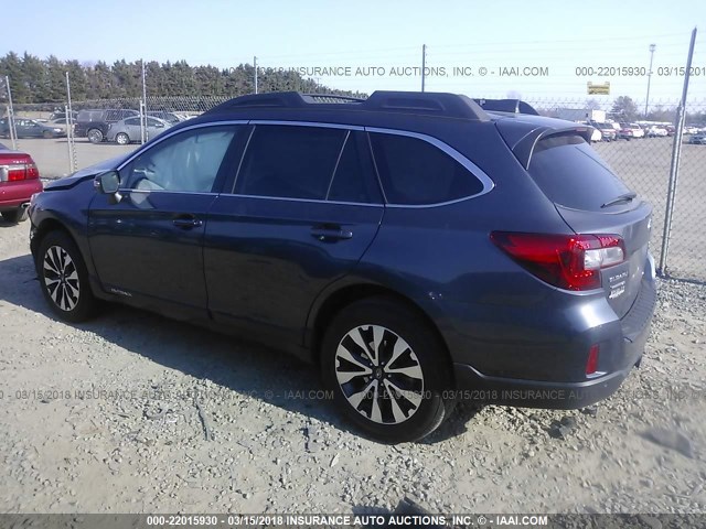 4S4BSENC0H3392261 - 2017 SUBARU OUTBACK 3.6R LIMITED Dark Blue photo 3