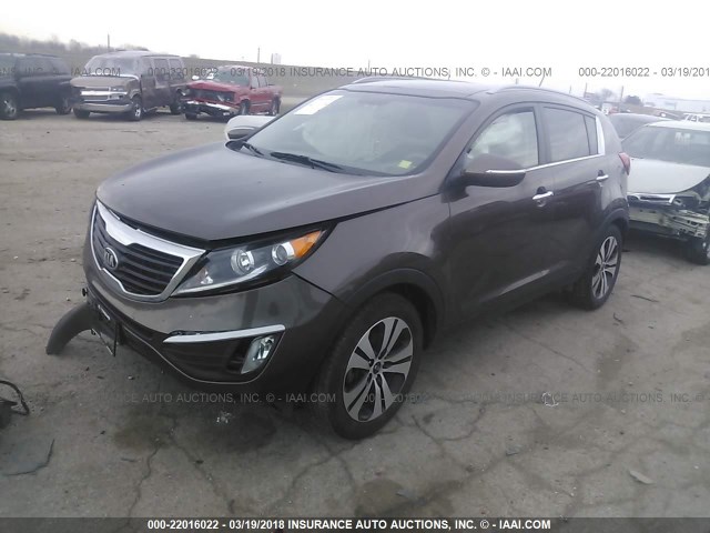 KNDPC3A24D7425516 - 2013 KIA SPORTAGE EX BROWN photo 2