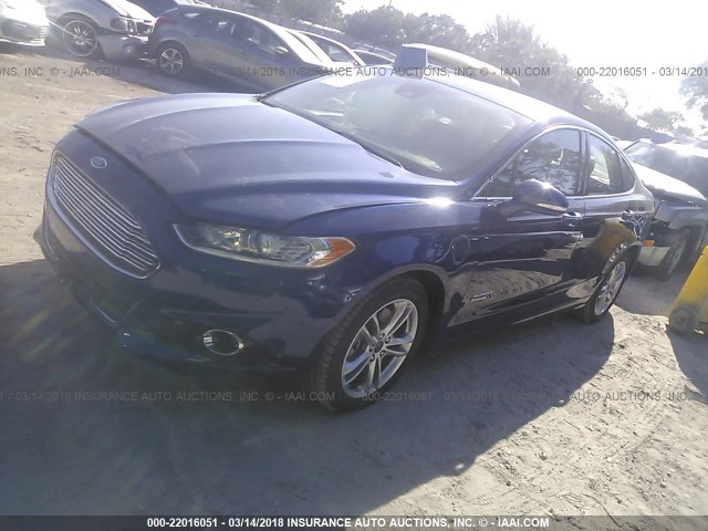 3FA6P0SU1GR222214 - 2016 FORD FUSION TITANIUM PHEV BLUE photo 2