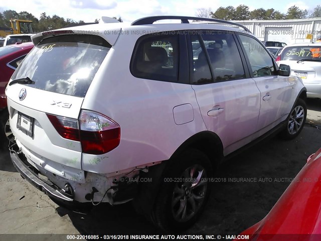 WBXPC93479WJ28922 - 2009 BMW X3 XDRIVE30I WHITE photo 4