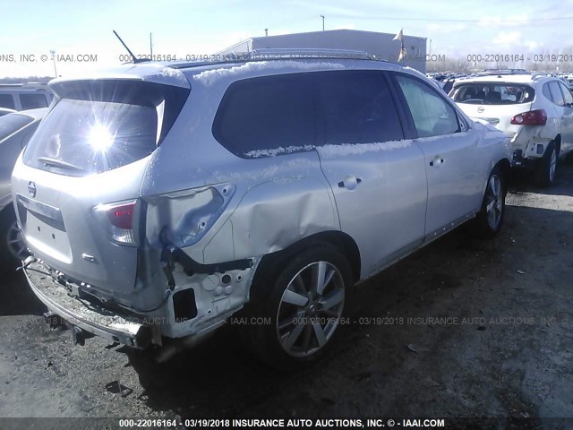 5N1AR2MM8DC614894 - 2013 NISSAN PATHFINDER S/SV/SL/PLATINUM SILVER photo 4