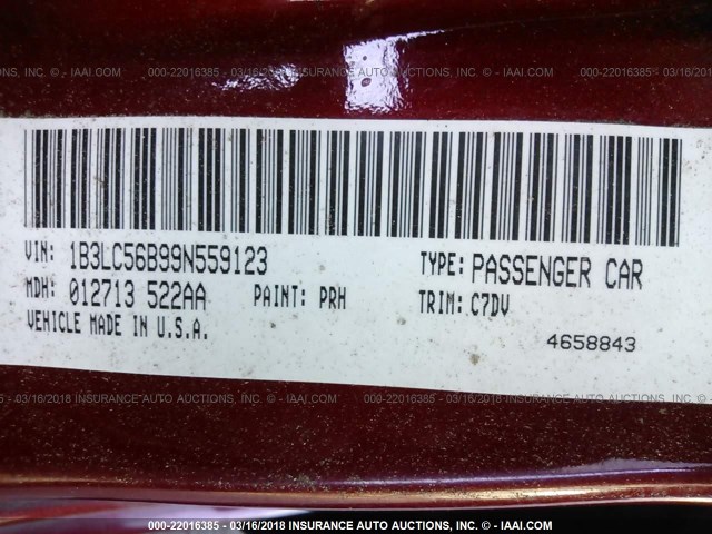 1B3LC56B99N559123 - 2009 DODGE AVENGER SXT/R/T RED photo 9