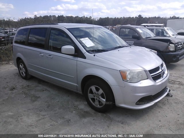 2C4RDGCG7CR113077 - 2012 DODGE GRAND CARAVAN SXT SILVER photo 1