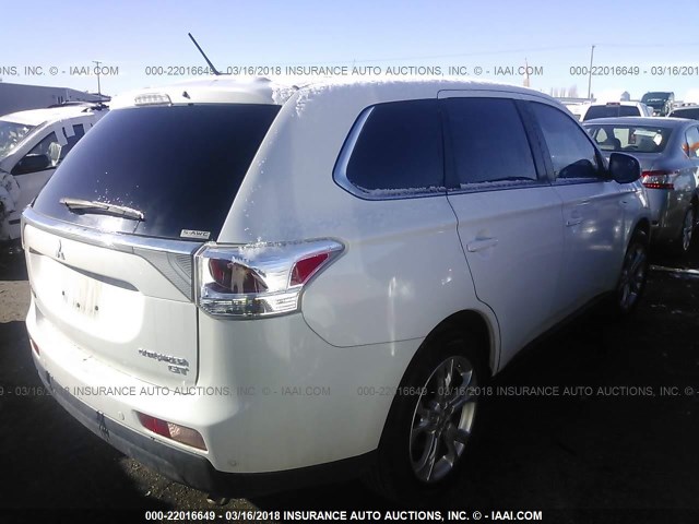 JA4JZ4AX2EZ019126 - 2014 MITSUBISHI OUTLANDER GT WHITE photo 4