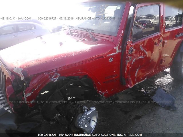 1C4BJWDG4EL319875 - 2014 JEEP WRANGLER UNLIMITE SPORT RED photo 6