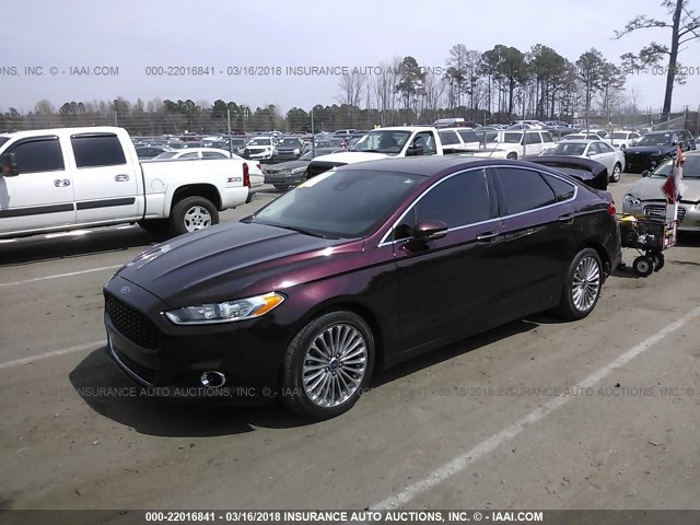 3FA6P0D9XDR211474 - 2013 FORD FUSION TITANIUM BURGUNDY photo 2