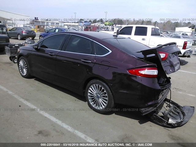 3FA6P0D9XDR211474 - 2013 FORD FUSION TITANIUM BURGUNDY photo 3