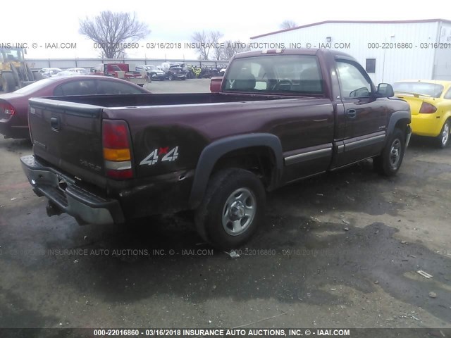 1GCEK14T72E116795 - 2002 CHEVROLET SILVERADO K1500 MAROON photo 4