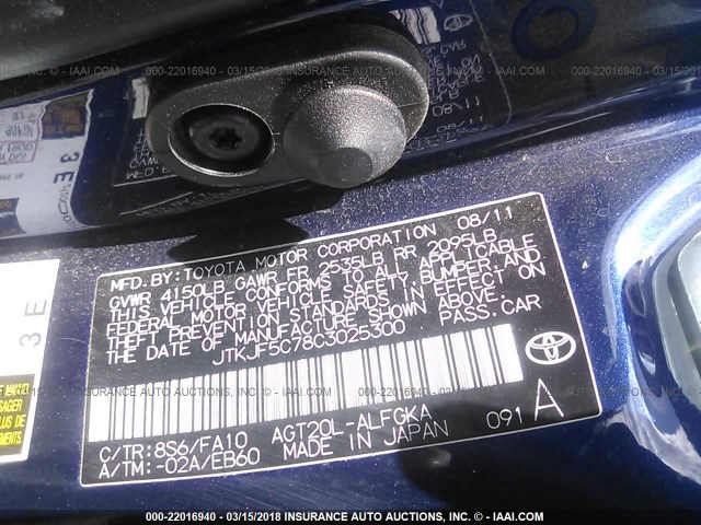 JTKJF5C78C3025300 - 2012 TOYOTA SCION TC 深蓝色 照片 9