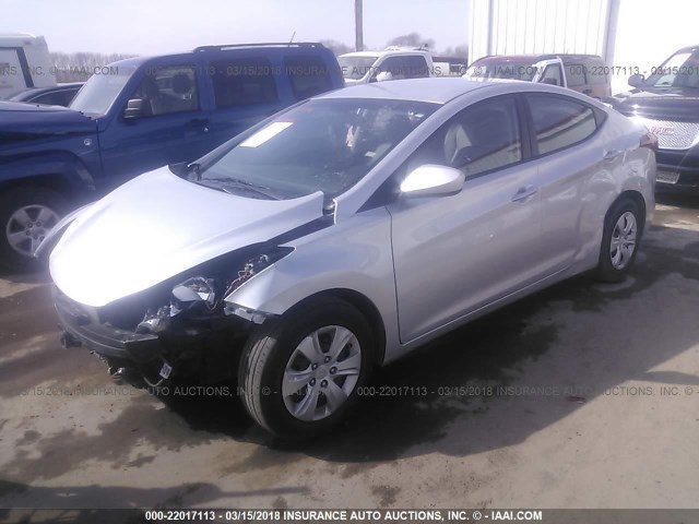 5NPDH4AE9GH727985 - 2016 HYUNDAI ELANTRA SE/SPORT/LIMITED SILVER photo 2