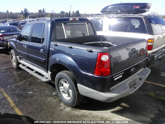 1FMZU67E21UC72815 - 2001 FORD EXPLORER SPORT TR  BLUE photo 3