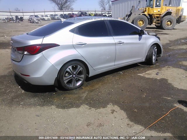 KMHDH4AHXEU098830 - 2014 HYUNDAI ELANTRA SE/SPORT/LIMITED SILVER photo 4