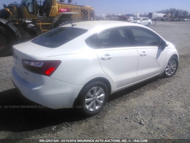 KNADN4A35D6234458 - 2013 KIA RIO EX/SX WHITE photo 4