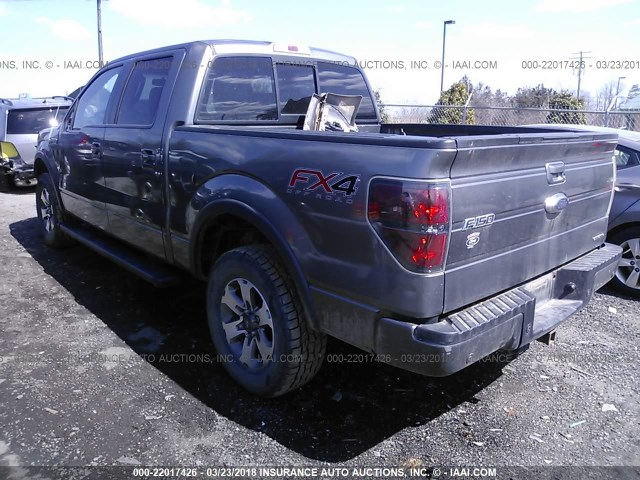 1FTFW1EF5CFC40464 - 2012 FORD F150 SUPERCREW GRAY photo 3